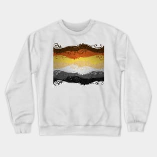 Fancy Swooped and Swirled Gay Bear Pride Flag Background Crewneck Sweatshirt